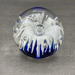 Vintage Murano Style Orb Hand Blown Paperweight Art Glass Controlled Bubbles